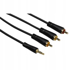 Kabel A/V 1x Mini JACK 3,5mm 4 pin - 3x Cinch RCA Gold Ekran 1,5m. HAMA