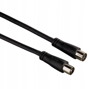 Kabel antenowy RTV Coax RF M/F Ekran 90dB Czarny 1,5m. HAMA