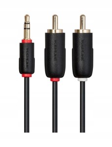Kabel audio 1x Mini JACK 3,5mm - 2x Cinch RCA Gold 1m. TECHLINK