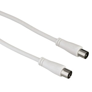 Kabel antenowy RTV Coax RF M/F Ekran 90dB Biały 7,5m. HAMA