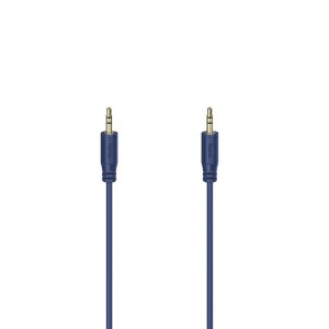 Kabel Mini JACK 3,5mm M/M Slim Soft Flexible Gold Niebieski 0,75m. HAMA