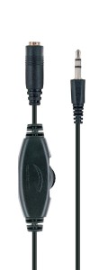 Kabel przedłużacz 1x Mini JACK 3,5mm M/F Regulator głośności 3m. SCHWAIGER