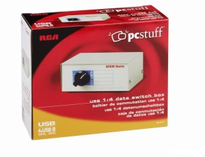Manualny PRZEŁĄCZNIK USB 1:4 - 1x USB A F / 4x USB B F Metal THOMSON